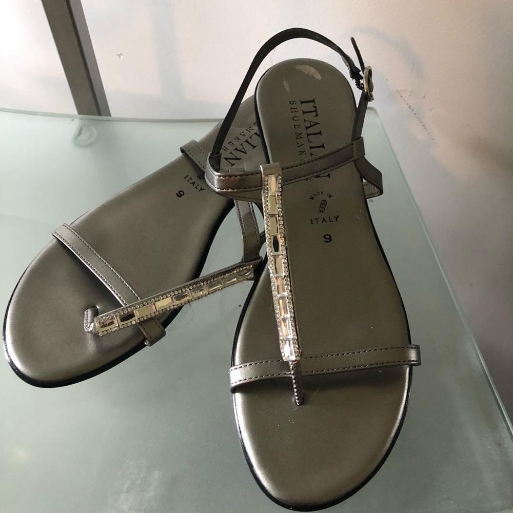 Italian Shoemaker silver sandals. Size 9